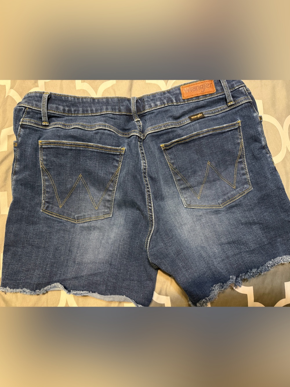 Wrangler Women's Dark Blue Denim Frayed Hem Shorts